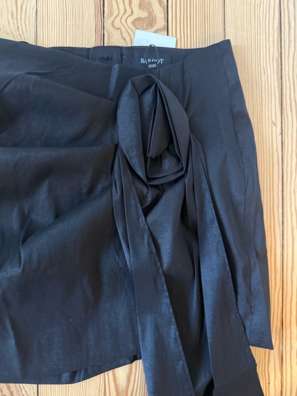 Bardot Carson Black Draped Mini Skirt with Rosette Sash - Picture 6 of 8